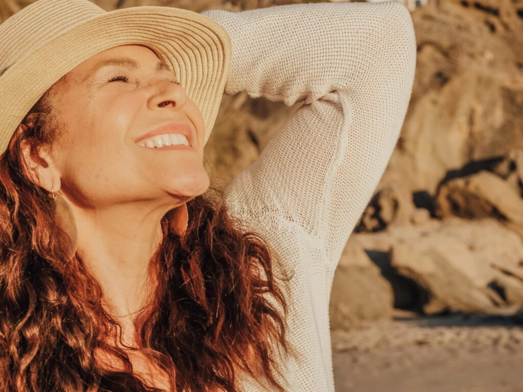 Middle aged woman happy, happy woman, menopause, early onset menopause